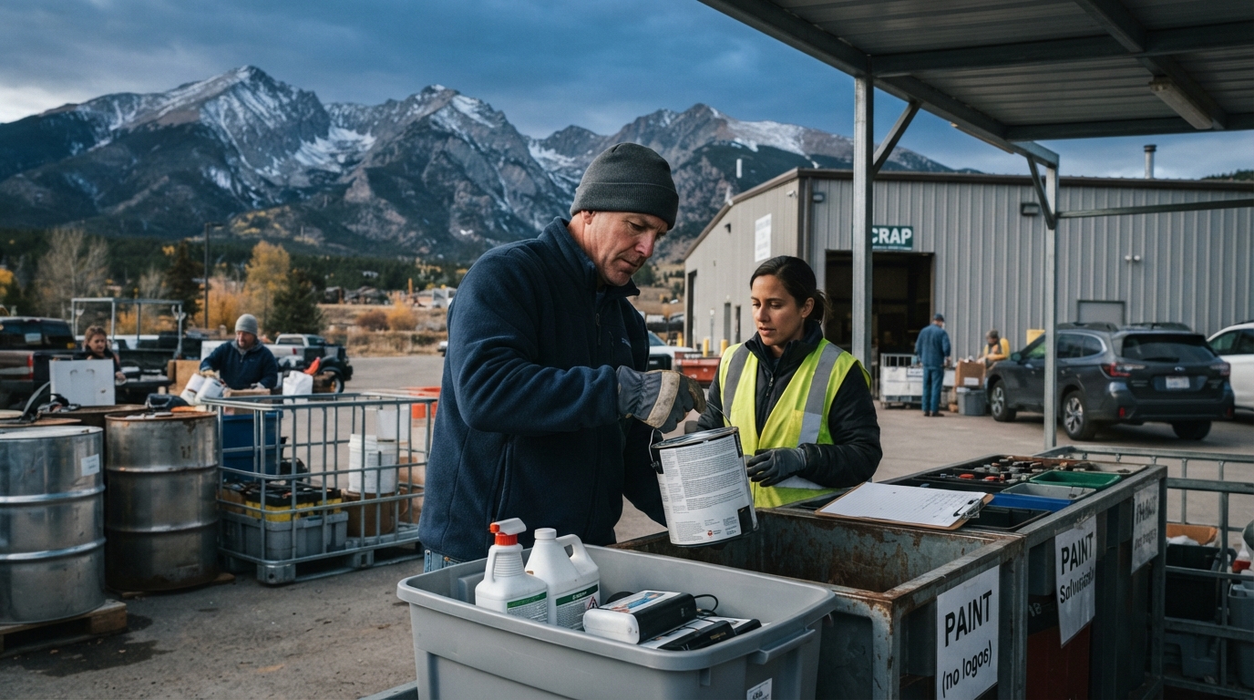 Editorial illustration for How to Dispose of Household Hazardous Waste in Summit County, Colorado